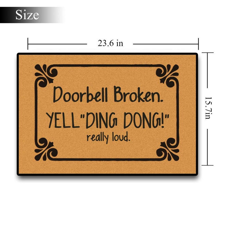 Accssoey Funny Doormat, Bedroom Entrance Door Mat Pad Kitchen Absorbent Mat Anti-Slip Door Mat Absorbent Mat Doorbell Broken Doormat 23.6"Ã—15.7" Inch - Image 2
